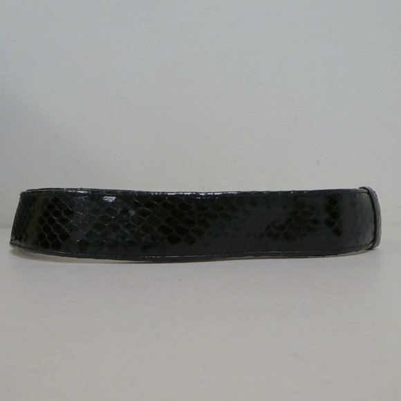 Judith Leiber black snakeskin adjustable belt onyx belt one size gold main image 7